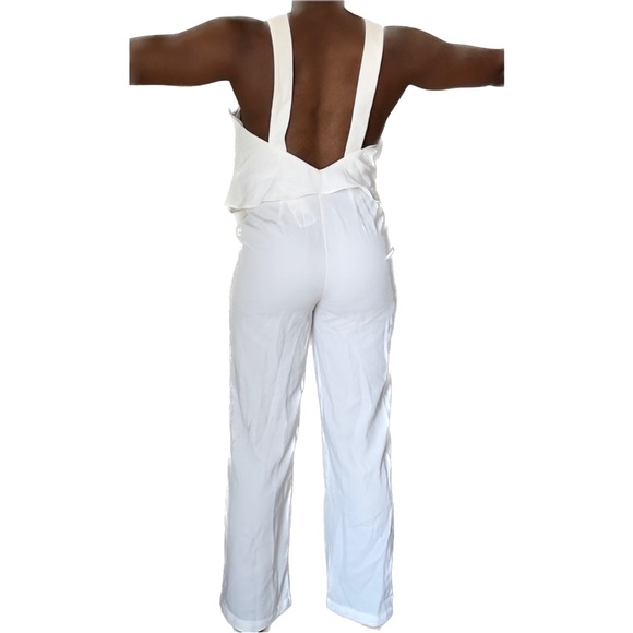 Pants - Sleeveless White Jumpsuit